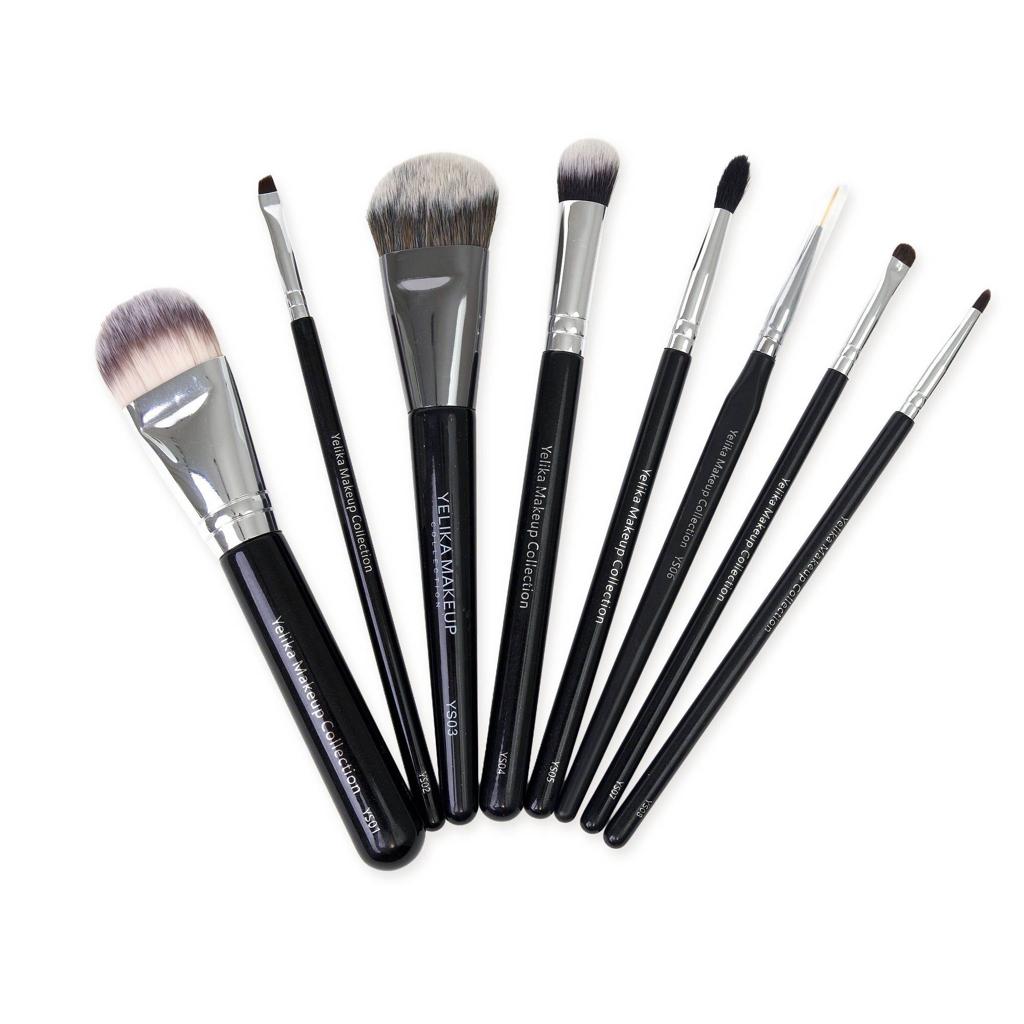 Kit YS – 8 brochas de rostro y ojos – Yelika Makeup Collection